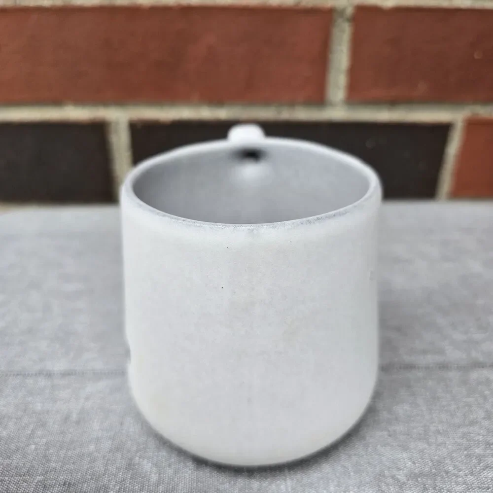Crate & Barrel Mug Monogram L Handcrafted Artisan Stoneware Portugal Gray Black